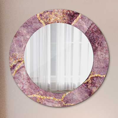 Lustro z nadrukiem dekoracyjne okrągłe Marmur z dodatkiem złota