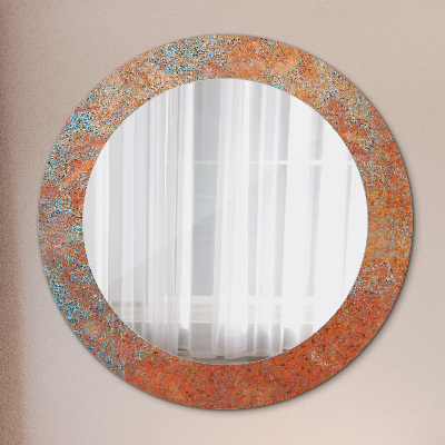 Lustro z nadrukiem dekoracyjne okrągłe Rdzawy metal