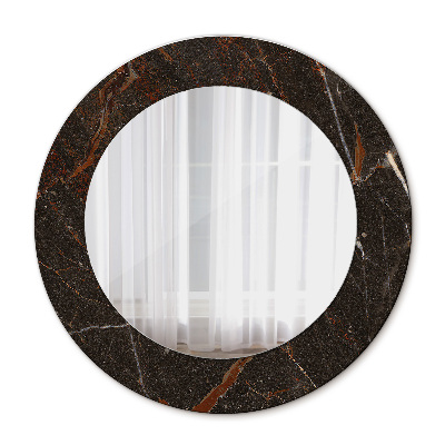 Lustro z nadrukiem dekoracyjne okrągłe Brązowy marmur