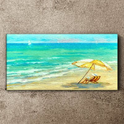 Obraz na Płótnie plaża morze fale parasolka