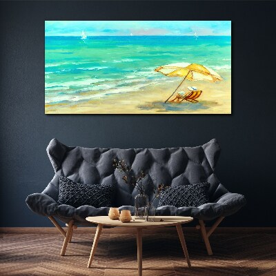 Obraz na Płótnie plaża morze fale parasolka