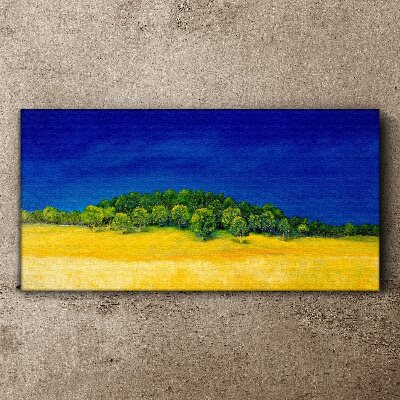 Obraz Canvas Malarstwo niebo drzewa pole