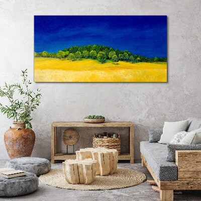 Obraz Canvas Malarstwo niebo drzewa pole