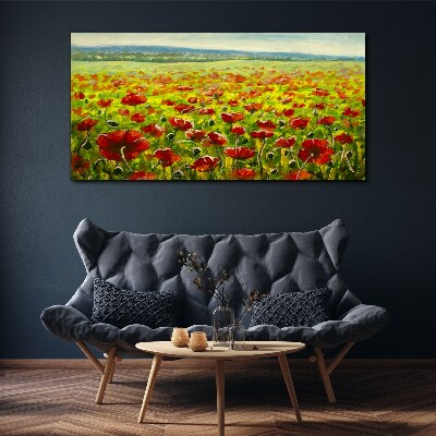 Obraz na Płótnie malarstwo kwiaty łąka maki