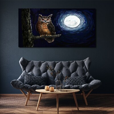 Obraz na Płótnie drzewo gałąź sowa noc księżyc
