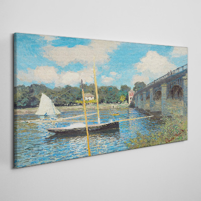 Obraz na Płótnie Most Rzeka Łodzie Monet