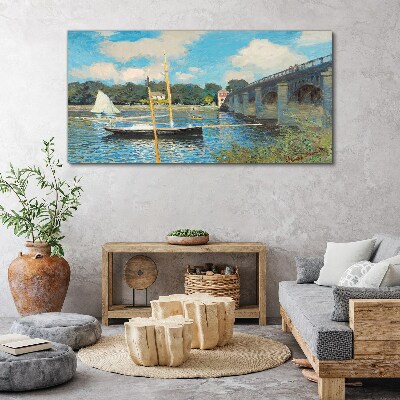 Obraz na Płótnie Most Rzeka Łodzie Monet