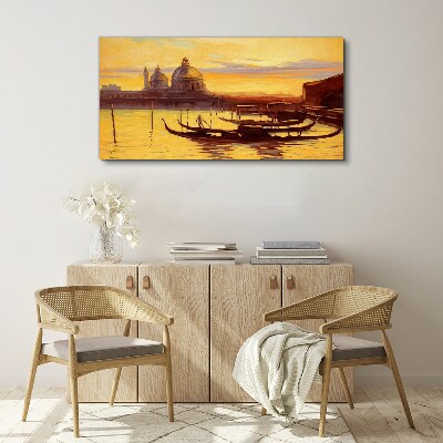 Obraz Canvas miasto port zachód słońca