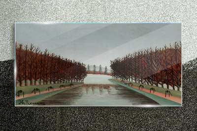 Obraz na Szkle park drzewa rzeka niebo