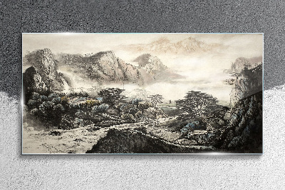 Obraz na Szkle Góry Chińczycy Drzewa