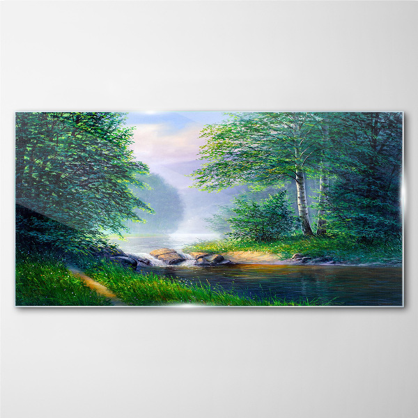 Obraz na Szkle las rzeka krajobraz