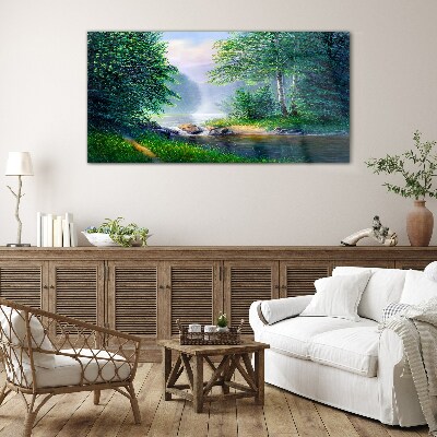 Obraz na Szkle las rzeka krajobraz