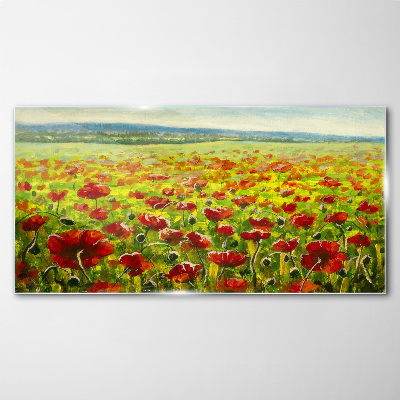 Obraz na Szkle malarstwo kwiaty łąka maki