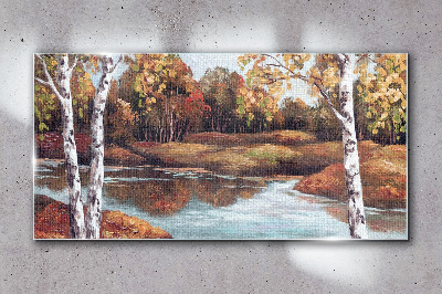 Obraz Szklany las rzeka krajobraz