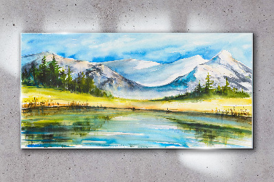 Obraz Szklany jezioro góry las krajobraz