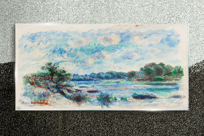 Obraz Szklany rzeka las niebo