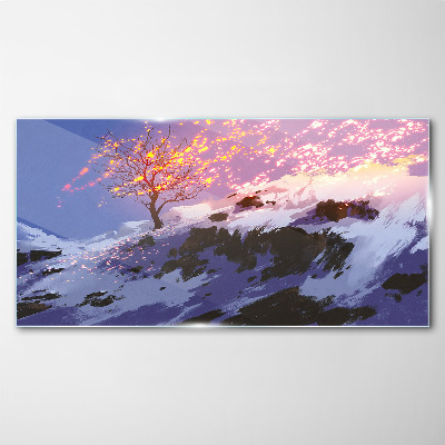 Obraz Szklany Góra Drzewo Zima Śnieg