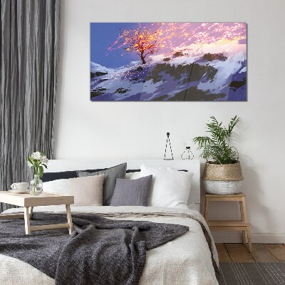 Obraz Szklany Góra Drzewo Zima Śnieg