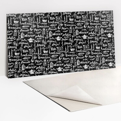 Panel ścienny pcv Czarno białe kuchenne napisy