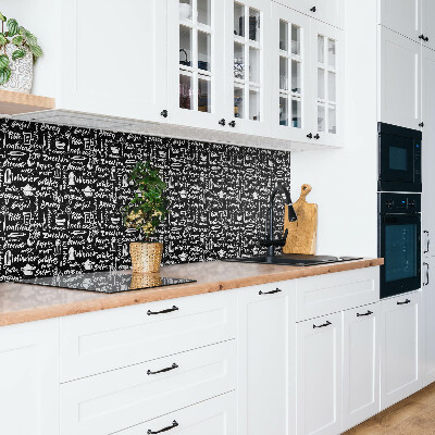 Panel ścienny pcv Czarno białe kuchenne napisy