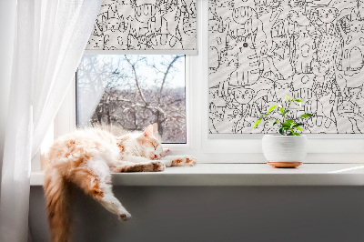 Roleta na okno Rysowane koty