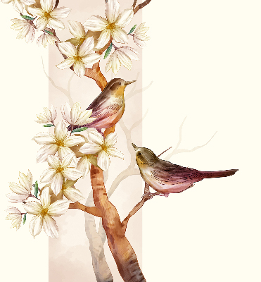 Roleta okienna wewnętrzna Ptaki na drzewie z kwiatami