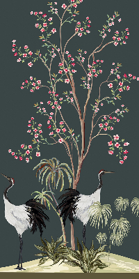 Roleta okienna wewnętrzna Ptaki przy krzewie róż