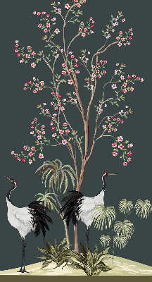 Roleta okienna wewnętrzna Ptaki przy krzewie róż