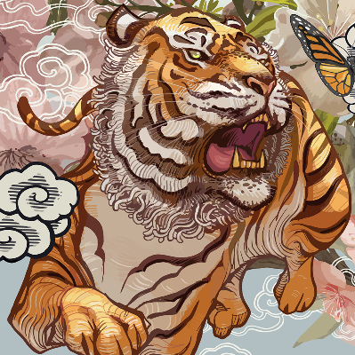 Roleta wewnętrzna Tygrys w kwiatach