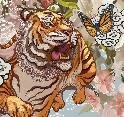 Roleta wewnętrzna Tygrys w kwiatach