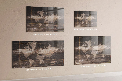 Tablica magnetyczna Mapa świata na drewnie