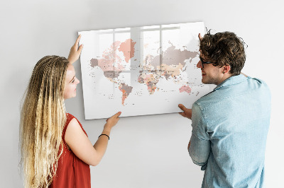 Tablica magnetyczna na magnesy na ścianę Mapa świata