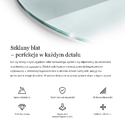 Blat na stolik okrągły transparentny