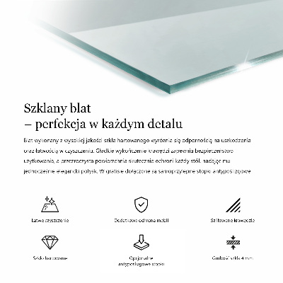 Szklany blat prostokątny transparentny