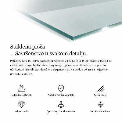 Szklany blat prostokątny transparentny