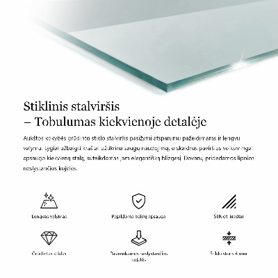 Szklany blat prostokątny transparentny