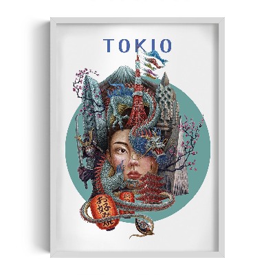 Obraz w białej ramce Tokio