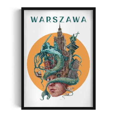 Obraz w czarnej ramce Warszawa