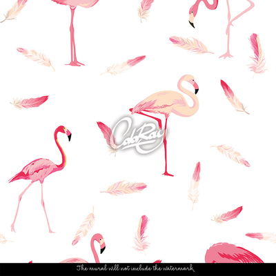 Fototapeta Flamingi i piórka
