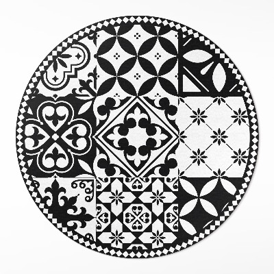 Dywan winylowy okrągły Monochromatyczne kafelki ozdobne