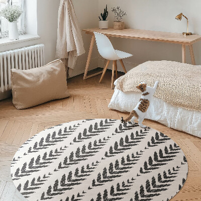 Dywan winylowy okrągły Wzór jodełka motyw roślinny boho