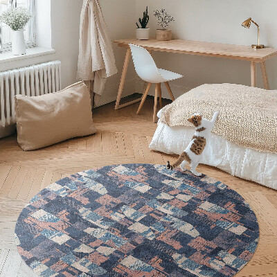 Dywan winylowy okrągły Abstrakcyjna mozaika w stylu vintage retro