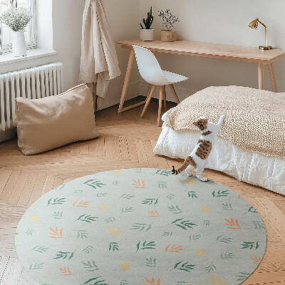 Dywan winylowy okrągły Małe gałązki motywy roślinne boho