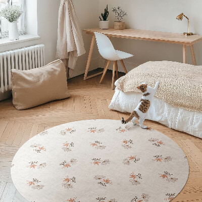 Dywan winylowy okrągły Drobne kwiatuszki na tkaninie boho