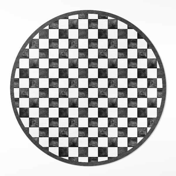 Dywan winylowy okrągły Kamienna szachownica monochromatyczna