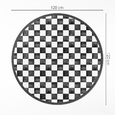 Dywan winylowy okrągły Kamienna szachownica monochromatyczna