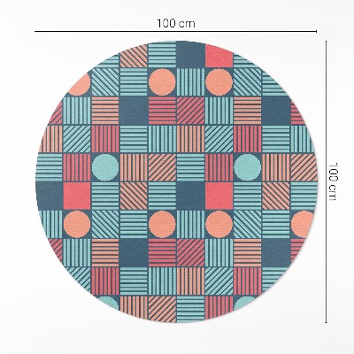 Dywan winylowy okrągły Retro vintage wzór geometryczny