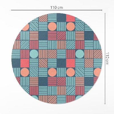 Dywan winylowy okrągły Retro vintage wzór geometryczny