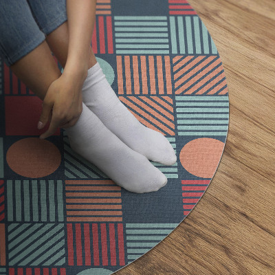 Dywan winylowy okrągły Retro vintage wzór geometryczny