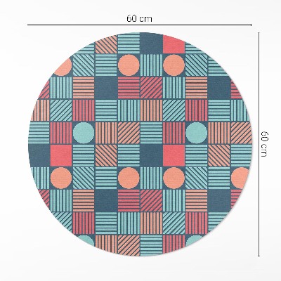 Dywan winylowy okrągły Retro vintage wzór geometryczny